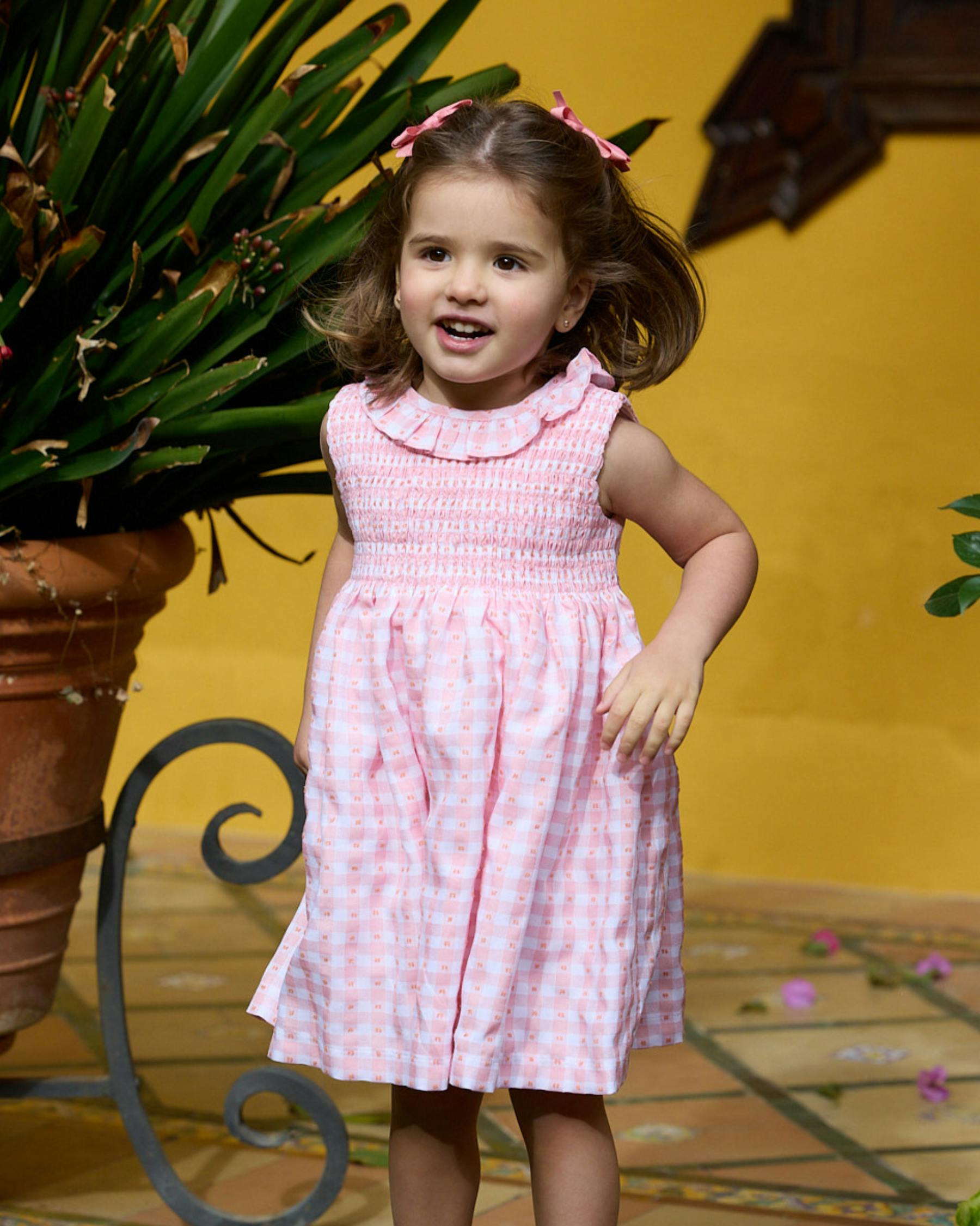 Brittany Dress Pink Vichy Plumetis