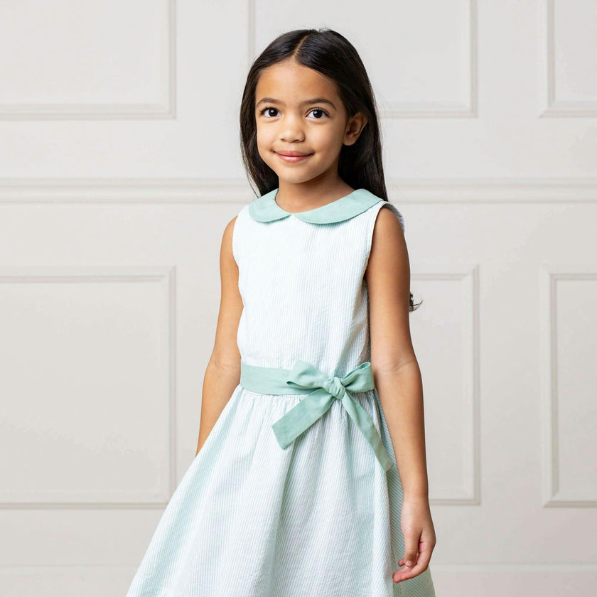 Organic Peter Pan Collar Seersucker Dress