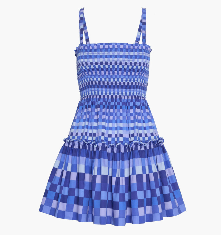 The Seraphina Mini Nap Dress - Blue Indigo Tilework
