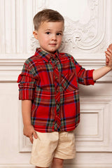 Boys John Shirt in Holiday Plaid