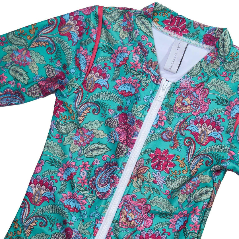 Long Sleeve Zip One Piece Swimsuit