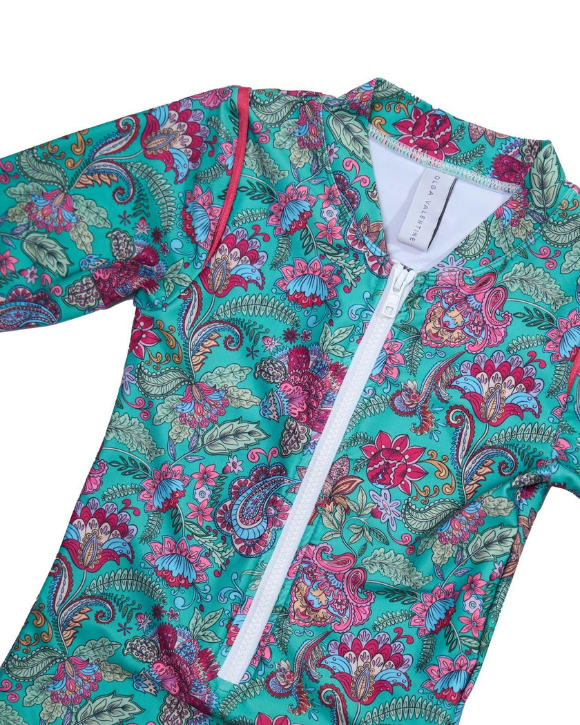 Long Sleeve Zip One Piece Swimsuit