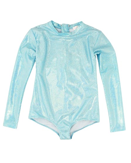 St Barth Glitter Aqua Rash Guard One Piece, Blue