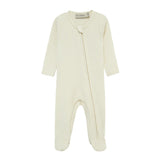 Vanilla Waffle Zipper Footed Romper