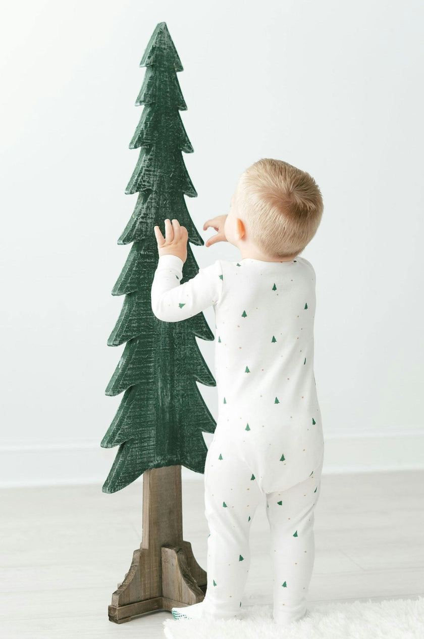 Organic Cotton Evergreen Zip Holiday Baby Sleeper Pajama