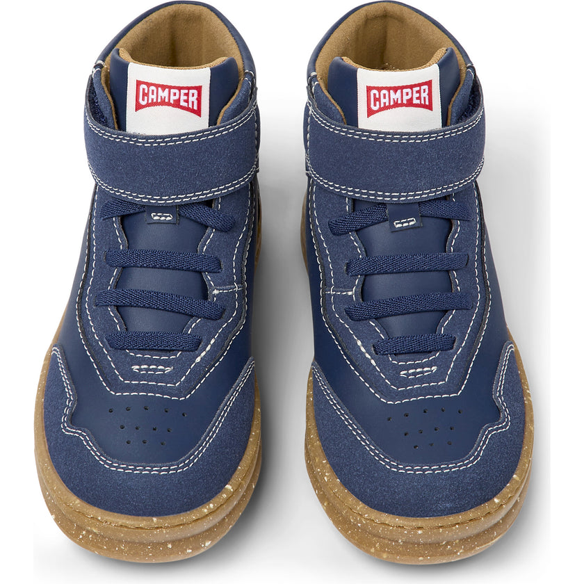 Runner Four Ankle Velcro Closure Leather Sneakers, Blue