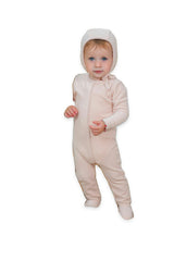 Pompom Snap Front Velour Romper and Bonnet Two Piece Set