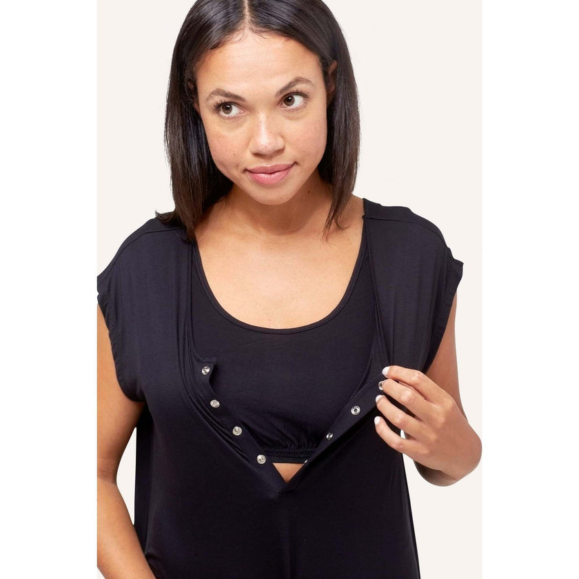 Women's Clementine Maternity & Nursing Nightie, Black