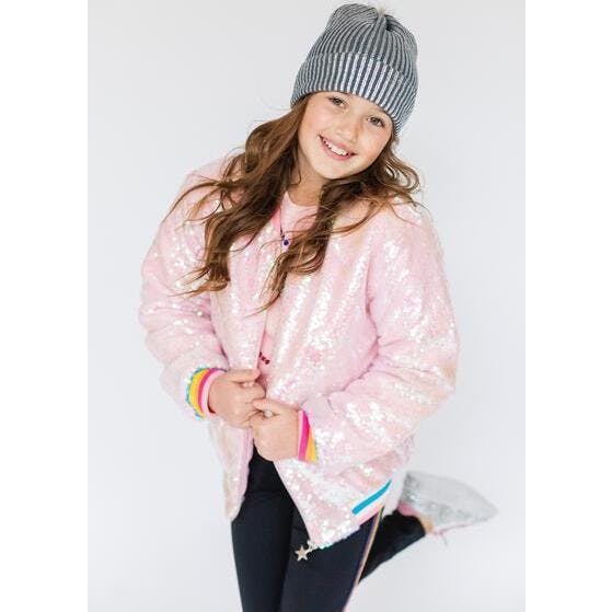 Powder Puff Pink Sequin Bomber