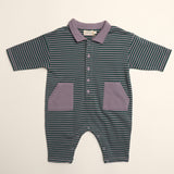 Scottie Romper in Purple Ash Stripe
