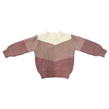 Colorblock Knit Sweater in Light Pink