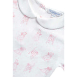 Pink Puppy Love Print Romper long sleeve