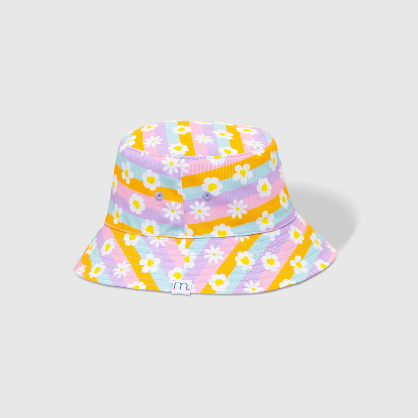 Reversible Bucket Hat – Happy Daisy Stripes
