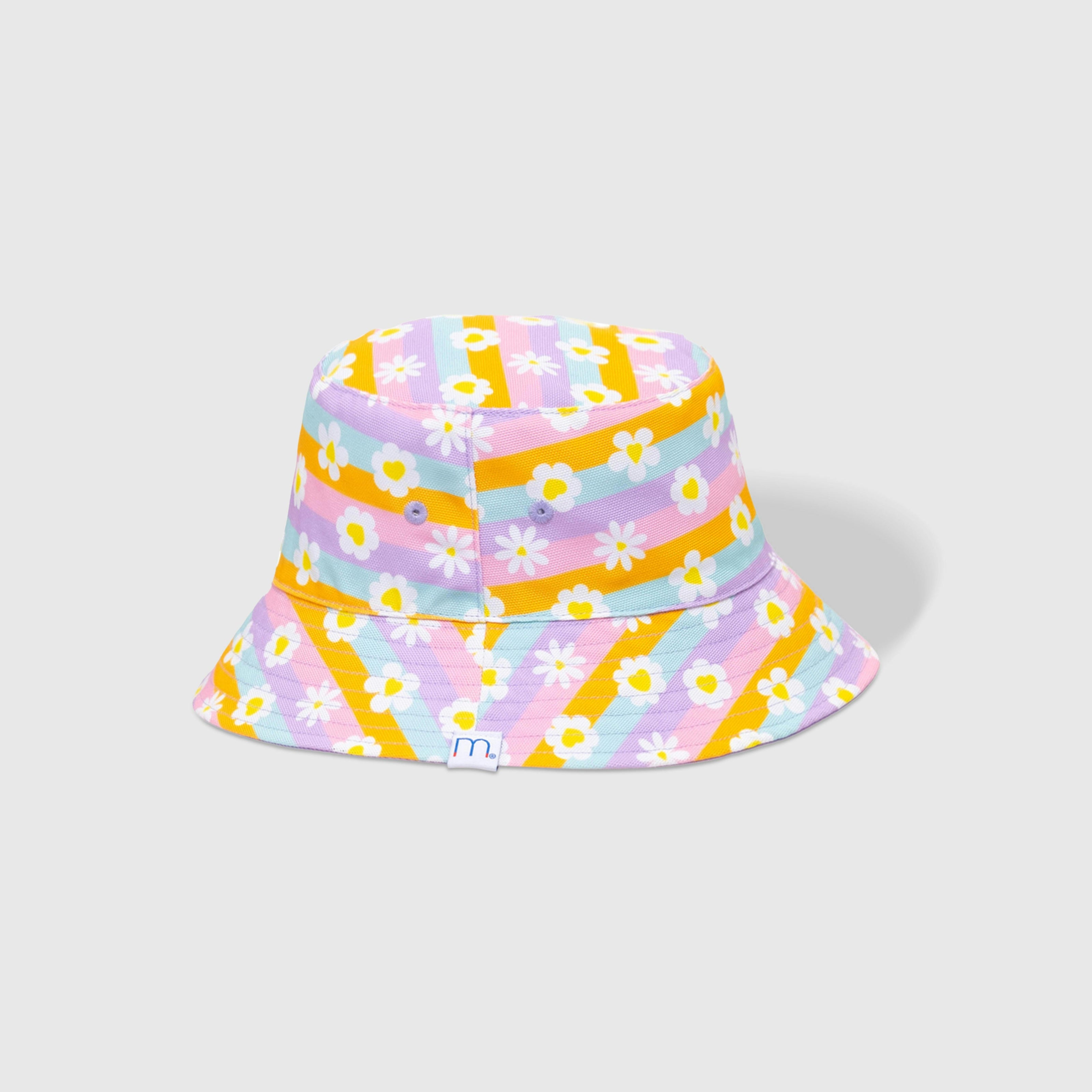 Reversible Bucket Hat – Happy Daisy Stripes
