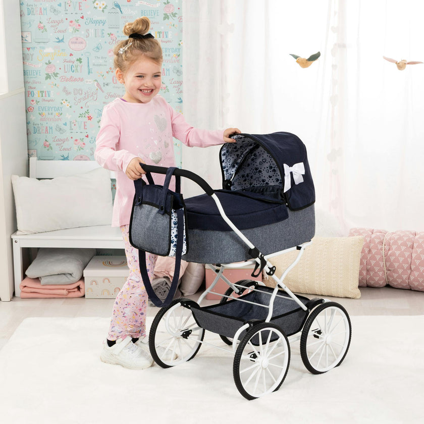Bayer Design Dolls: Pram Classic - Navy & Grey