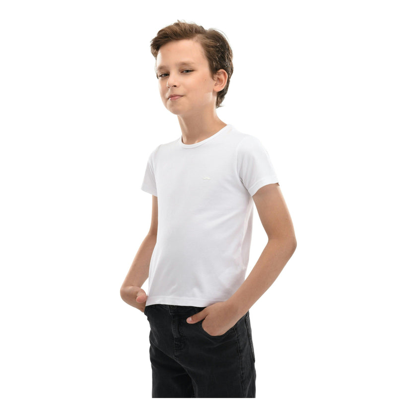White Solid Cotton T-Shirt