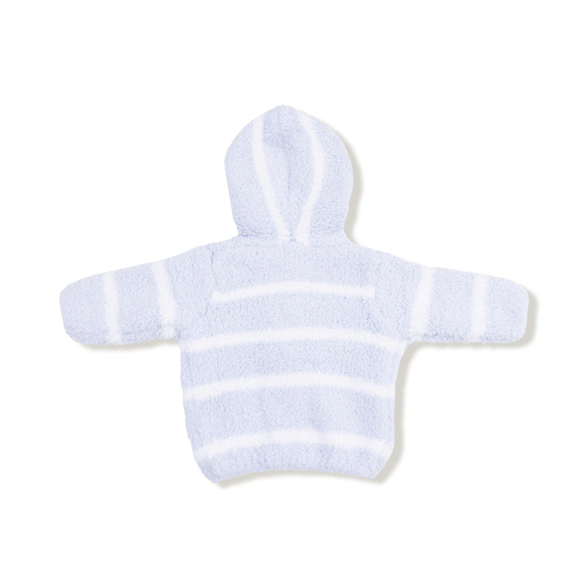 Chenille - Light Blue & Ivory Stripe Hooded Jacket
