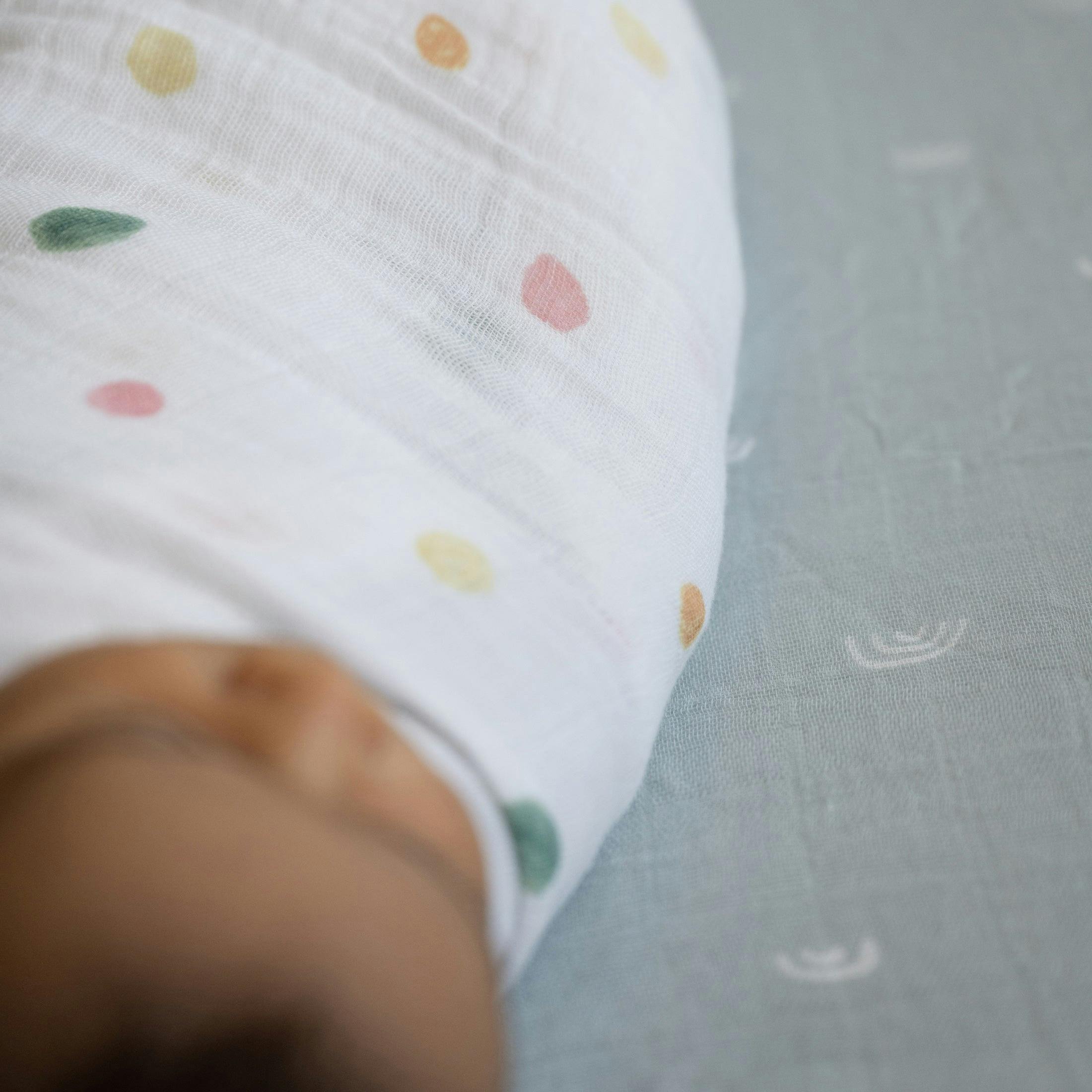 Cotton Muslin Crib Sheet - Blue Rainbow