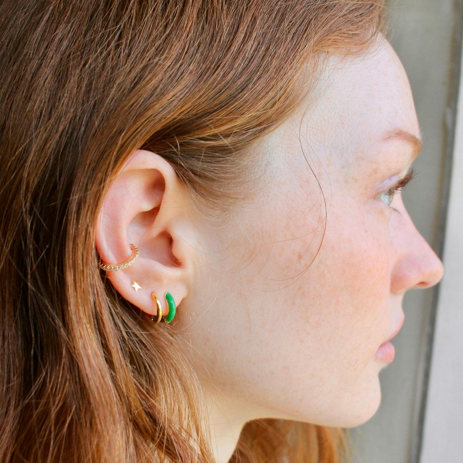 Enamel Huggie Hoop Earrings