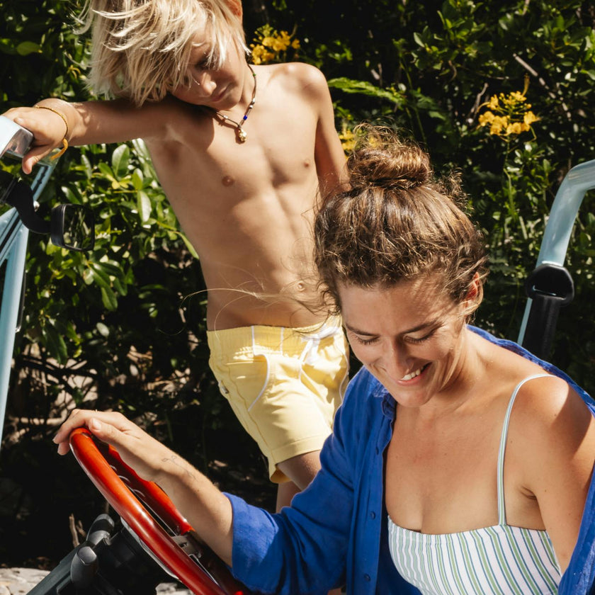 boys soleil yellow panelled boardie