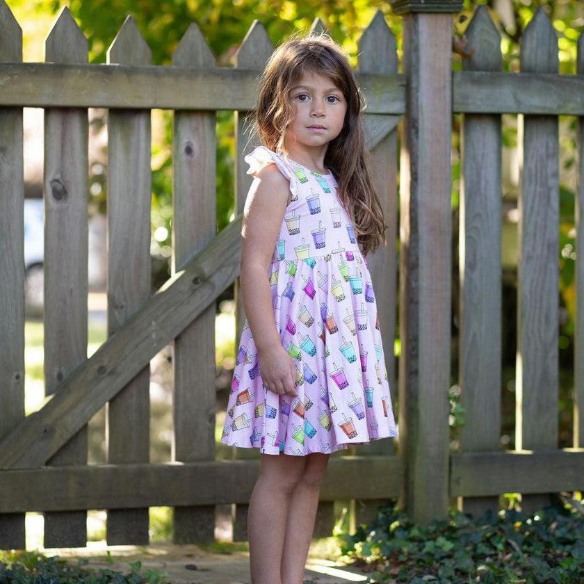 Racer Back Twirly Dress in Boba