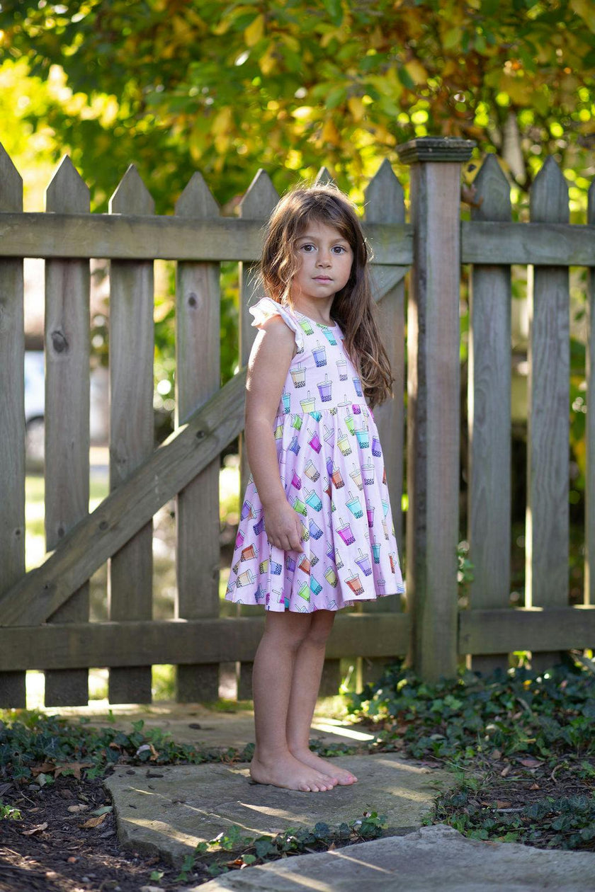 Racer Back Twirly Dress in Boba