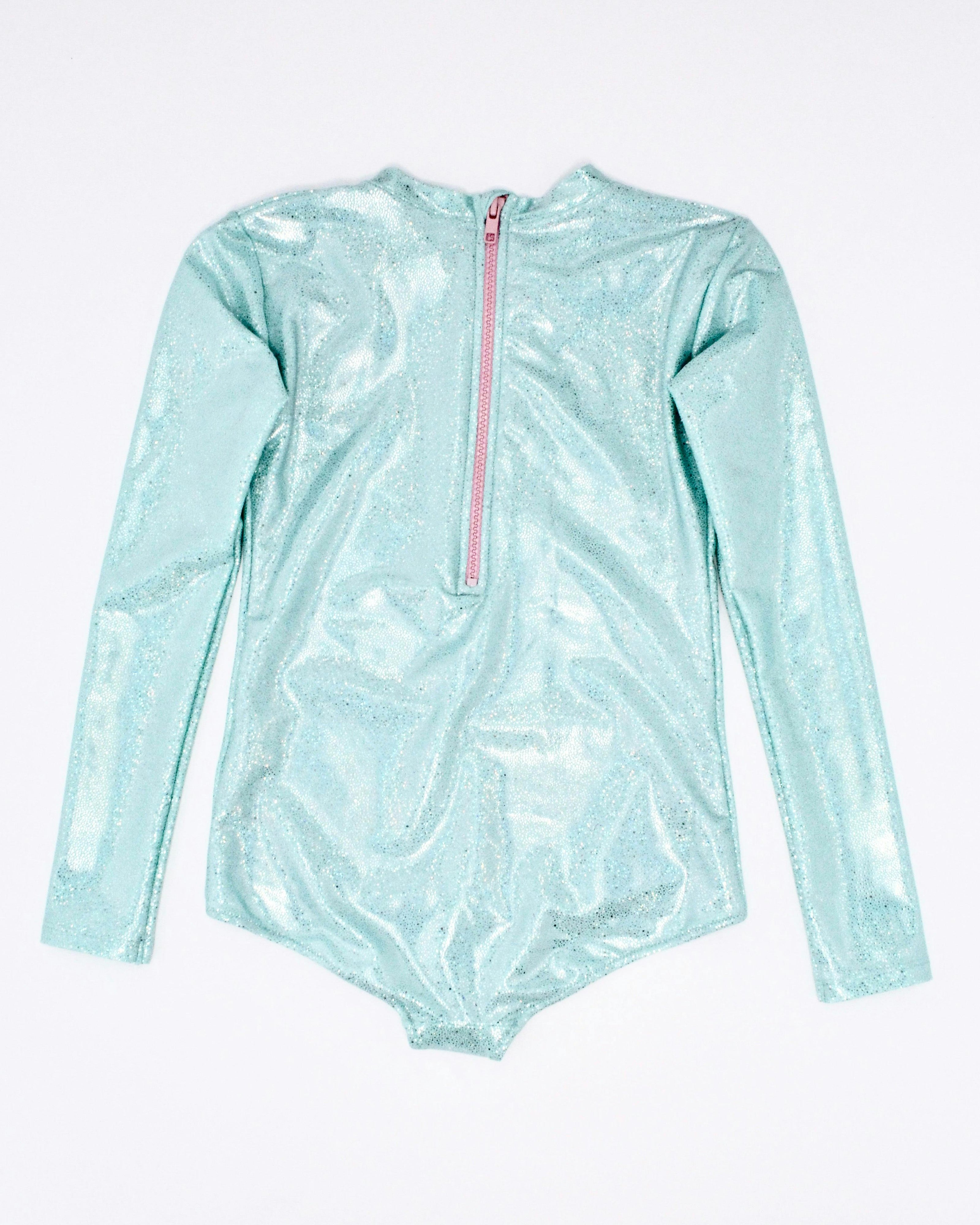 St Barth Glitter Aqua Rash Guard One Piece, Blue