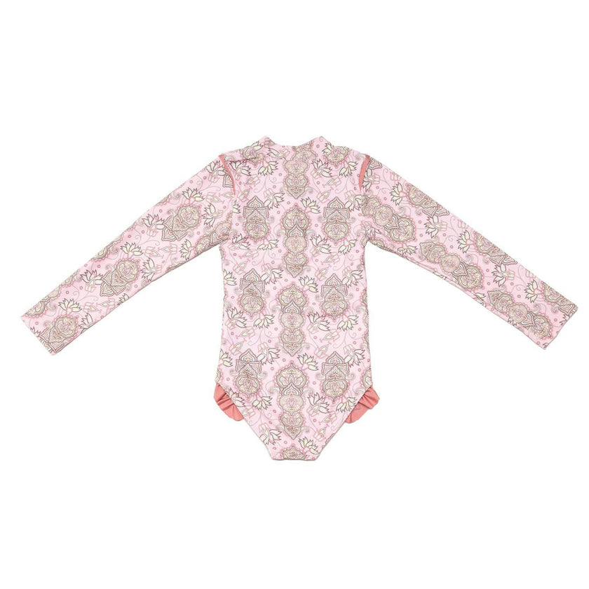 Long Sleeve Zip One Piece Swimsuit - Wild Flower