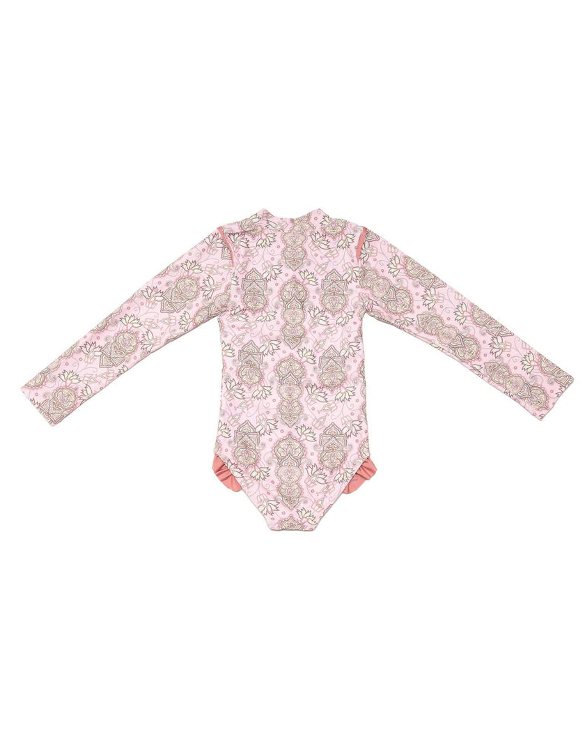 Long Sleeve Zip One Piece Swimsuit - Wild Flower