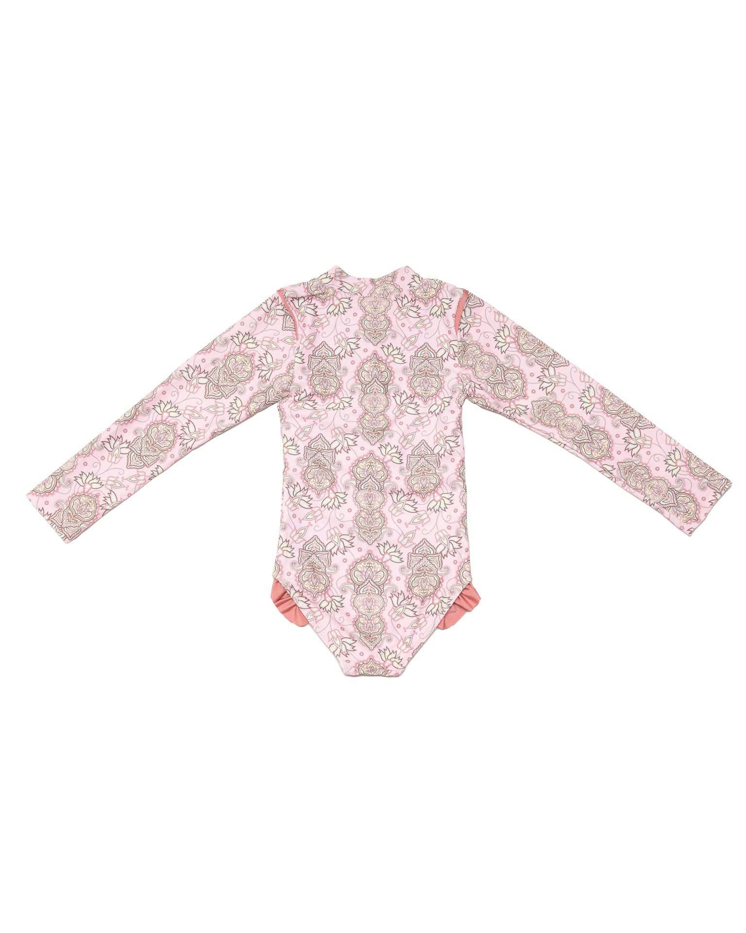 Long Sleeve Zip One Piece Swimsuit - Wild Flower