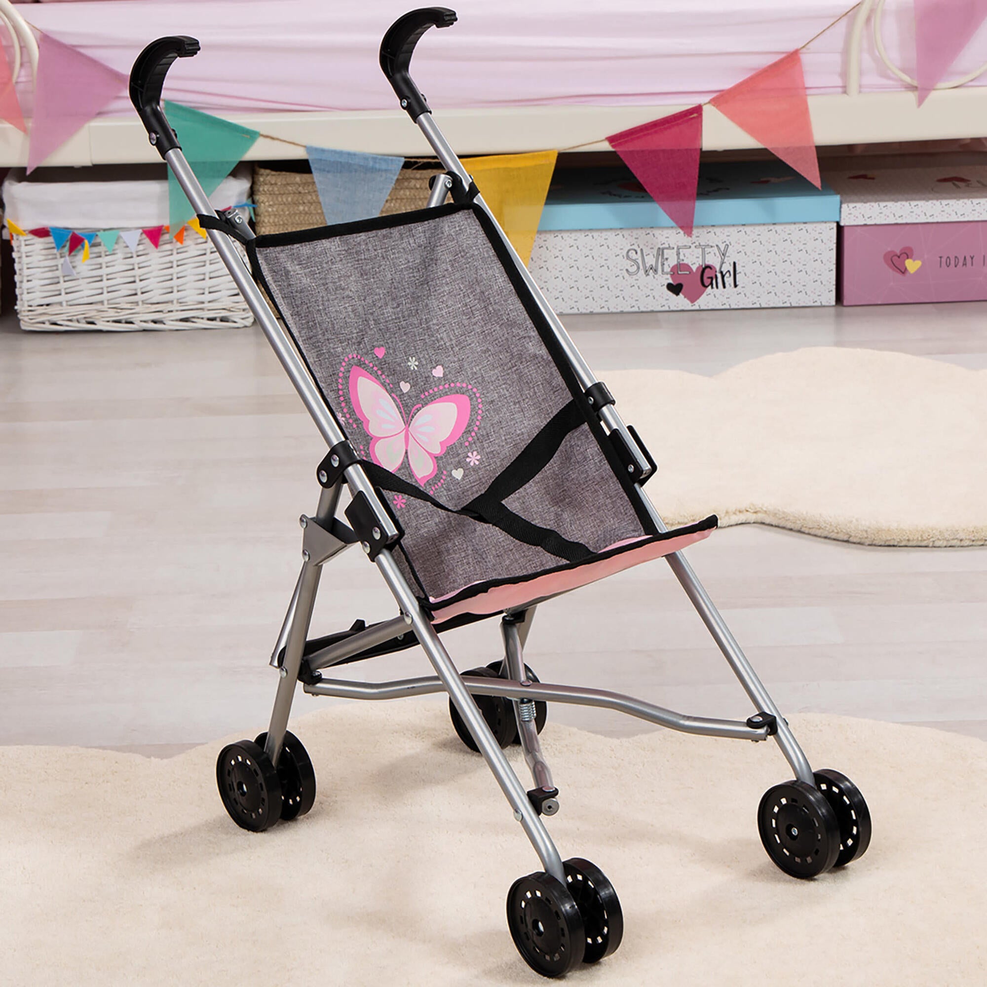 Doll Umbrella Stroller in Grey