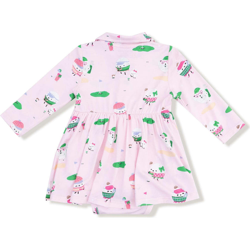 Golf Pros - Pink - Long Sleeve Polo Bodysuit Dress