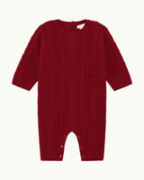 Bowie Cable Knit Romper - Ruby Red