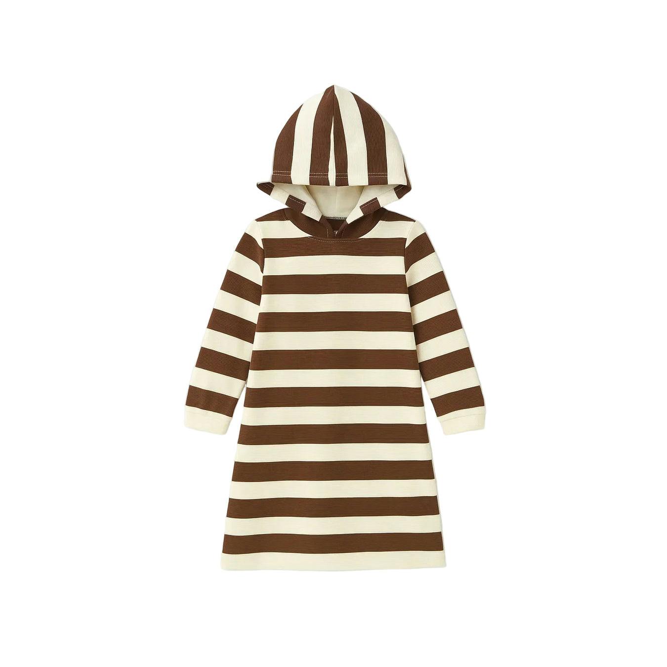 Girls Striped Hoodie Dress