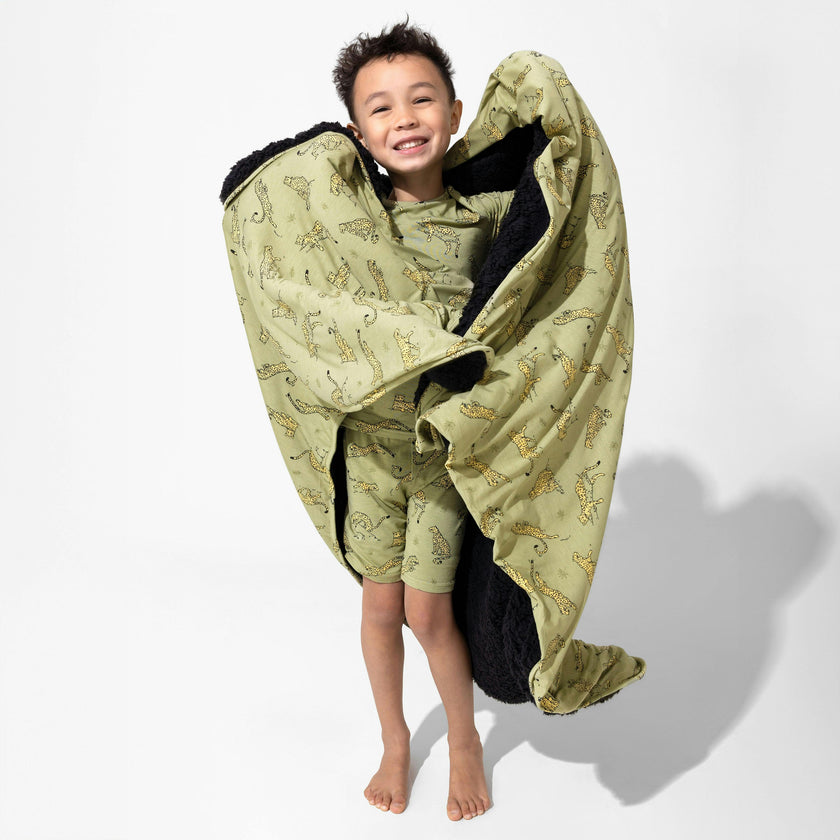Sage & Spots Leopard Bamboo Kids Pajama Short Set