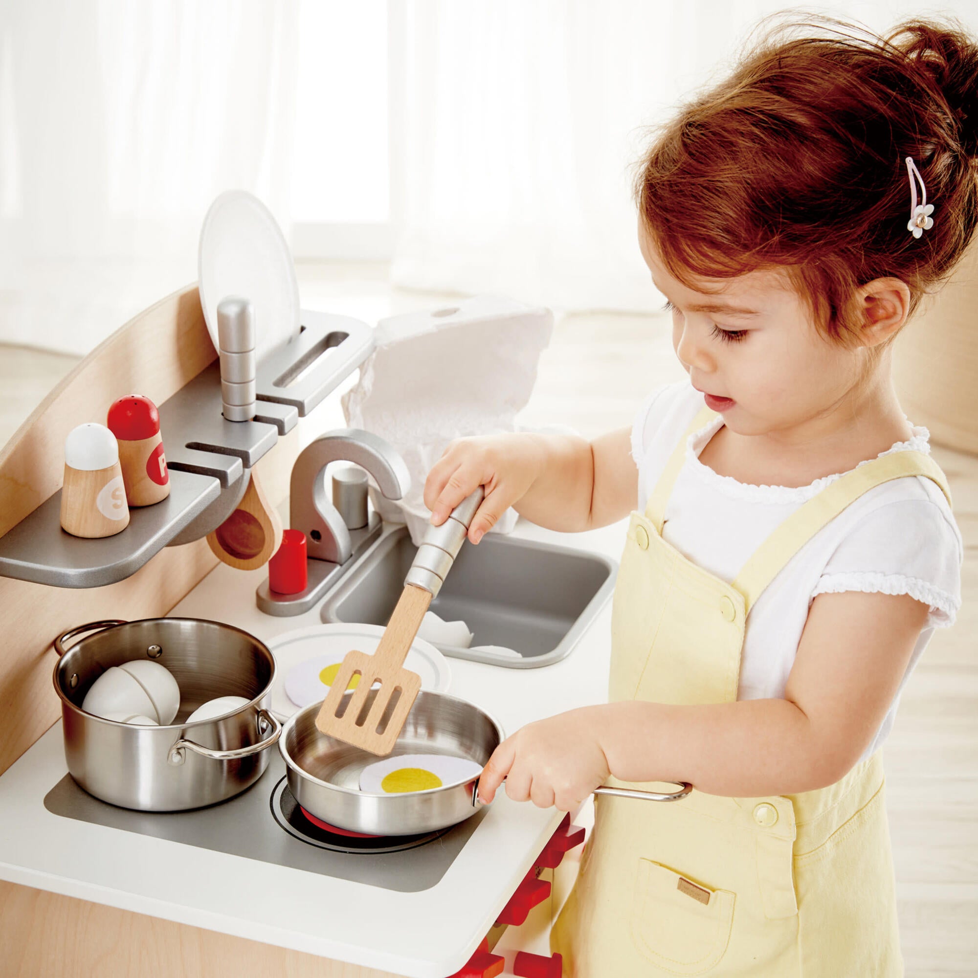White Fully Equipped Wooden Gourmet Kitchen for Kid's