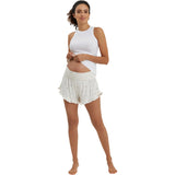 Women's Fleur Smocked Waist Ruffle Trim Maternity Short, Dots
