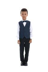 Navy Geometric Print Vest and Bowtie