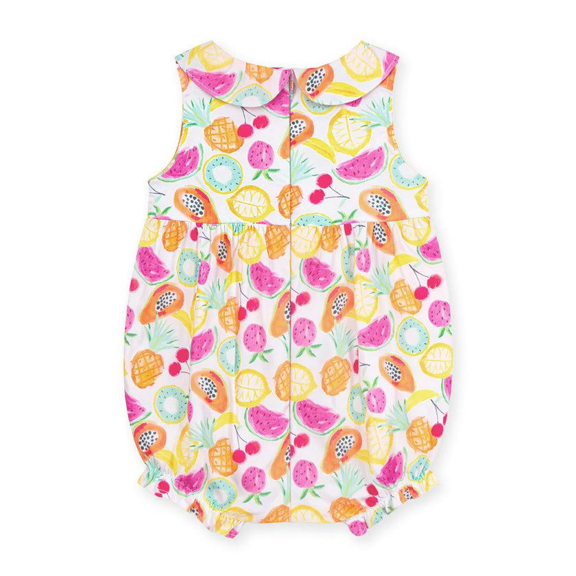 Fruit Print Romper with Neck Ruffle