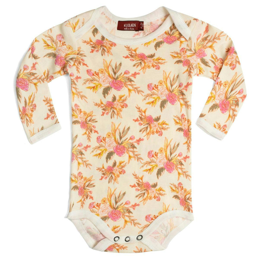 Vintage Floral Organic Cotton Long Sleeve One Piece