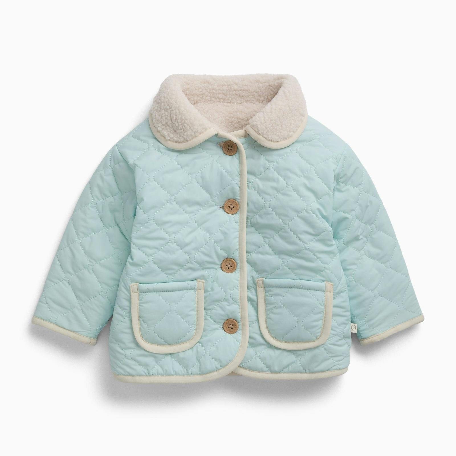 Reversible Recycled Borg Jacket - Blue & Ecru