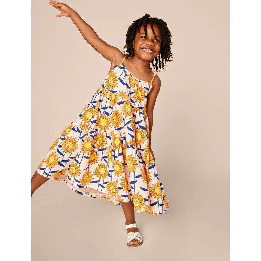 Tie Shoulder Tiered Dress, Multi