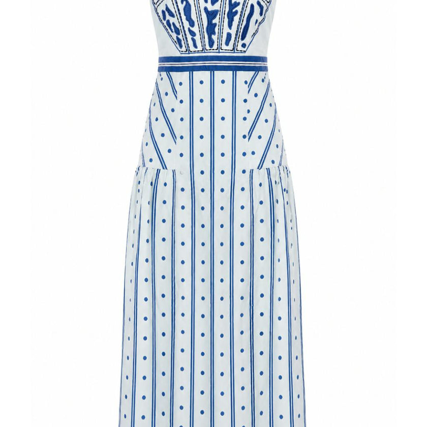 Hunter Cloud Ribbon Stripe Midi Dress