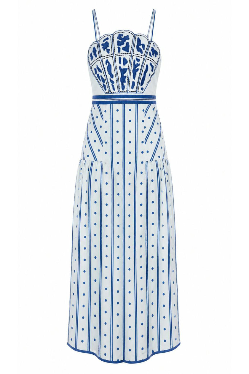 Hunter Cloud Ribbon Stripe Midi Dress