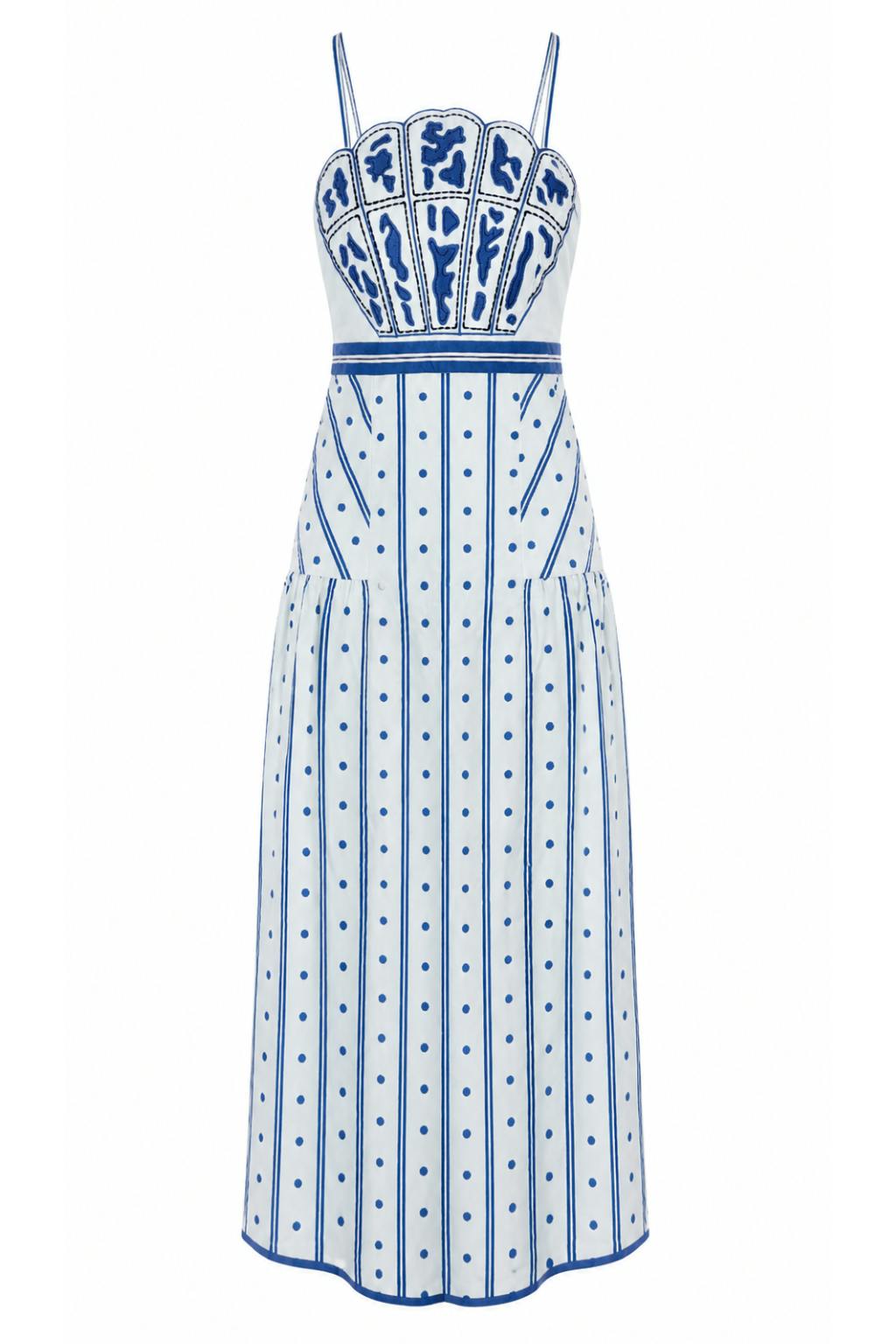 Hunter Cloud Ribbon Stripe Midi Dress