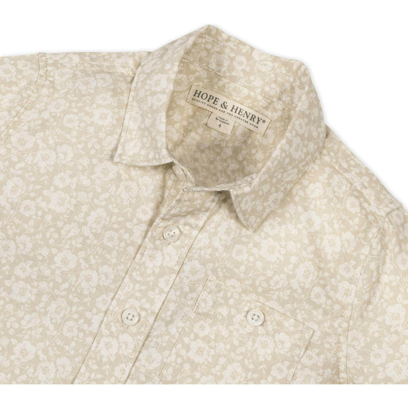 Linen Short Sleeve Shirt, Brown