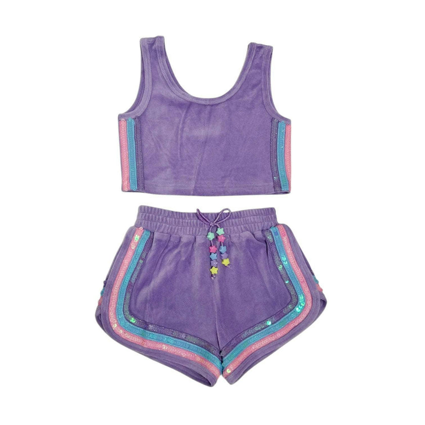 Rainbow Velour Sequin Tank Set