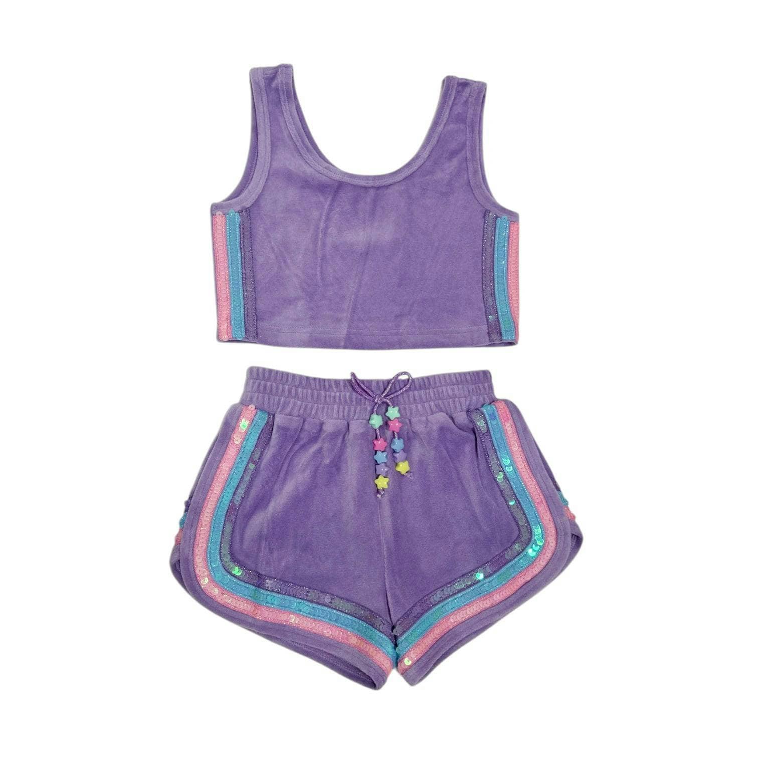 Rainbow Velour Sequin Tank Set