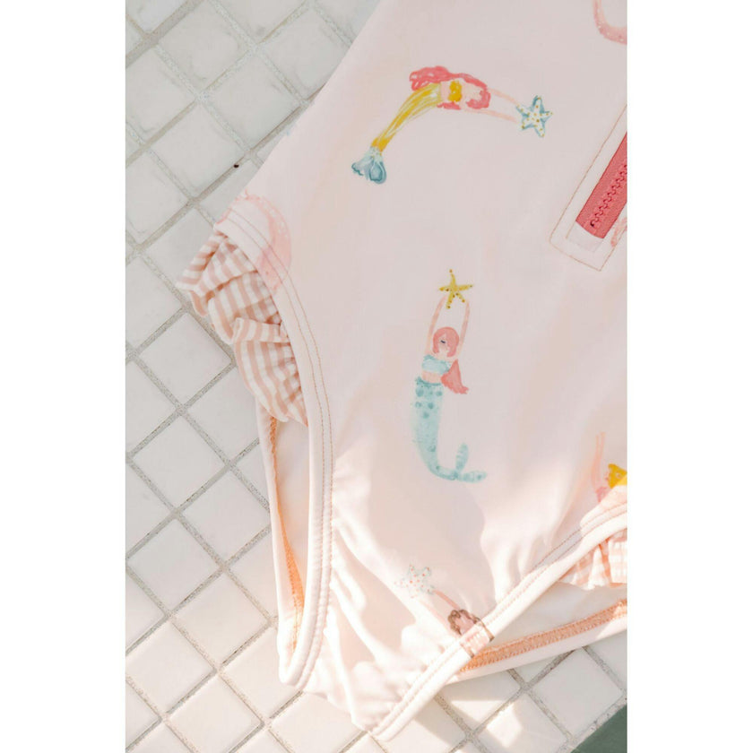 Swim Short Sleeve Ruffle One-Piece, Multi