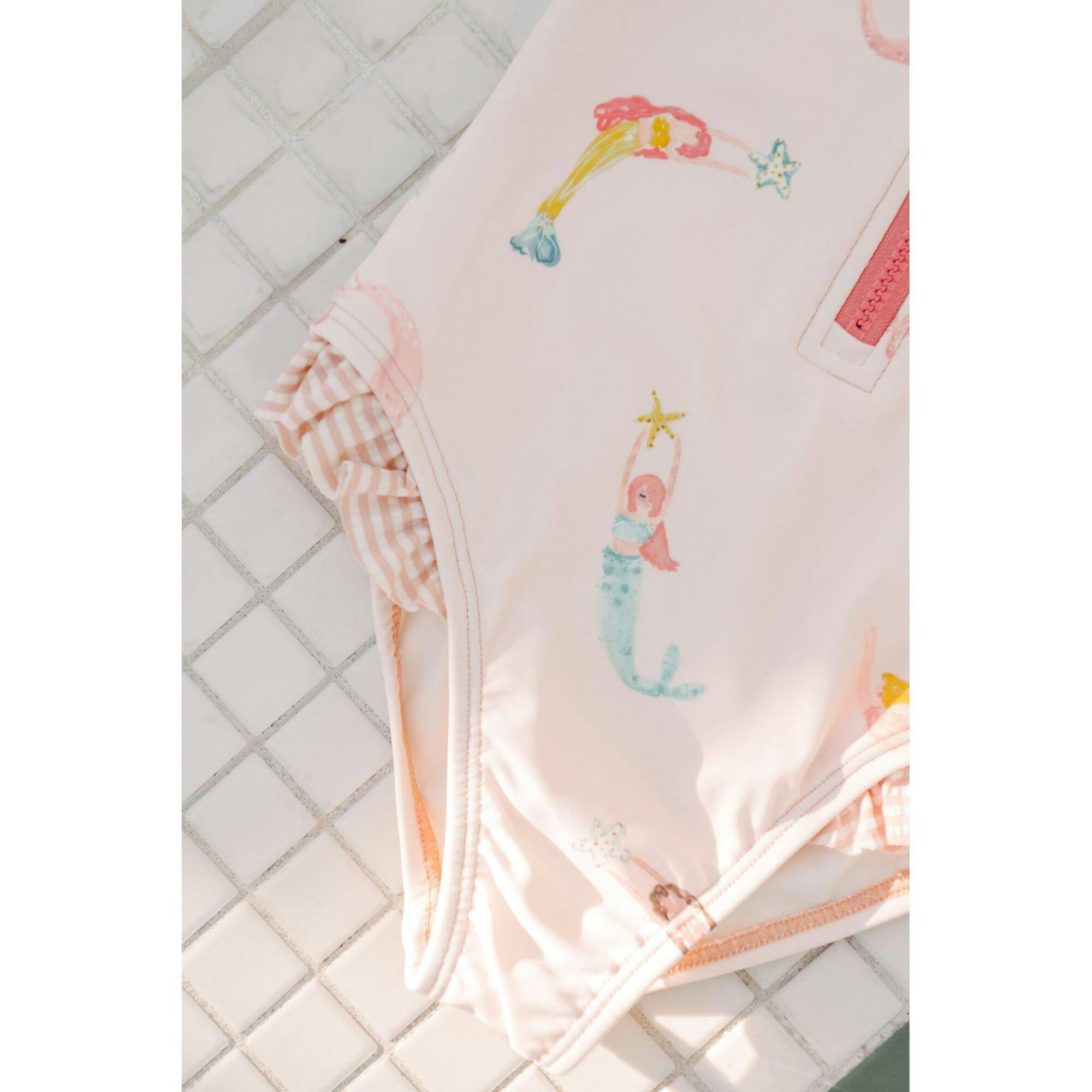 Swim Short Sleeve Ruffle One-Piece, Multi